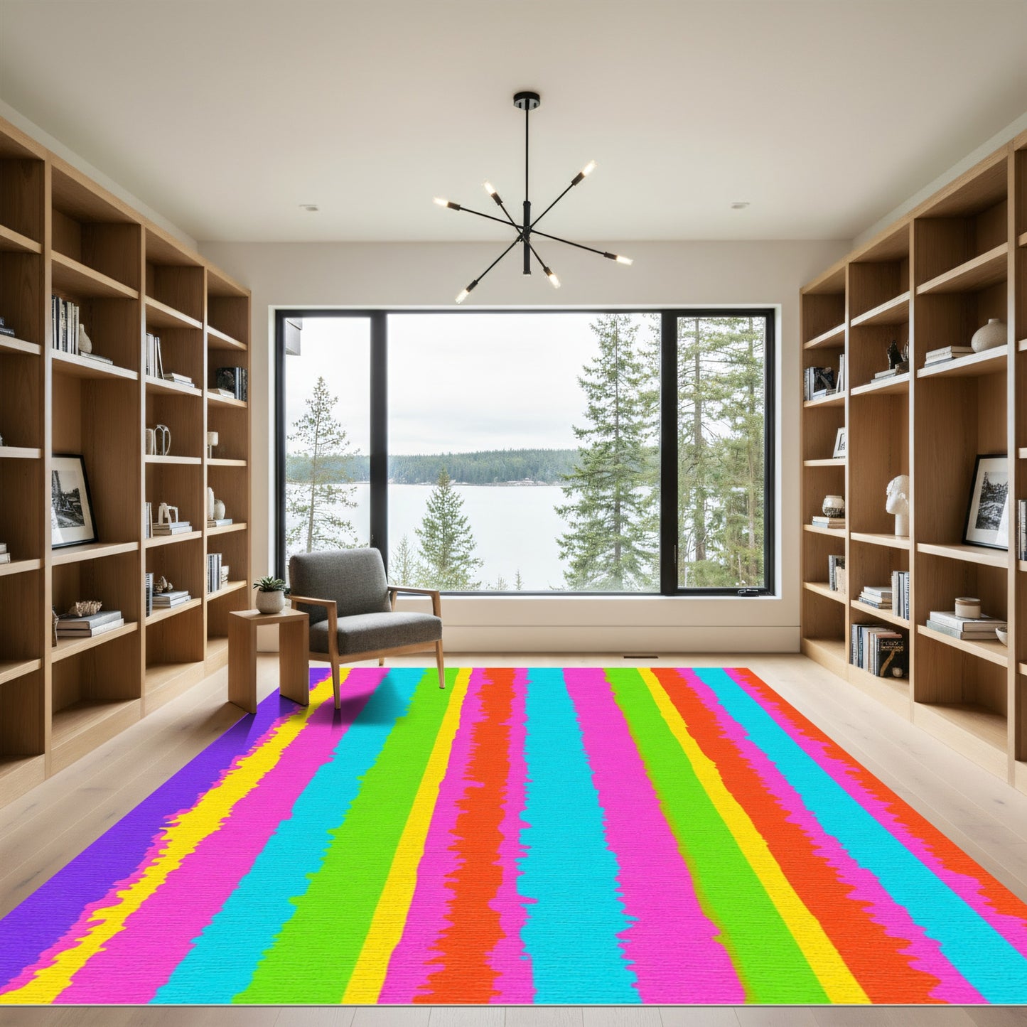 Vibrant Multicolored Uneven Stripe Rug