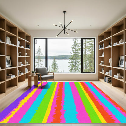Vibrant Multicolored Uneven Stripe Rug