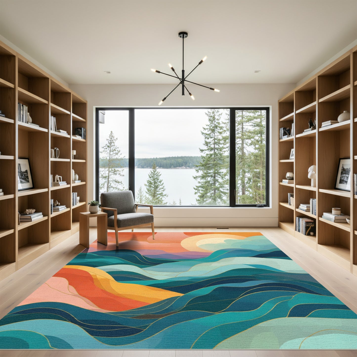 Sunset Waves Abstract Landscape Rug
