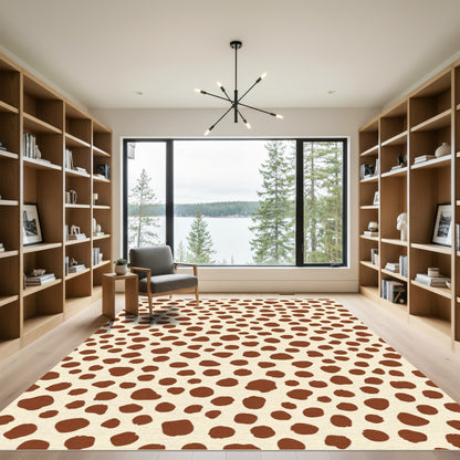 Tan Brown Spotted Animal Print Rug