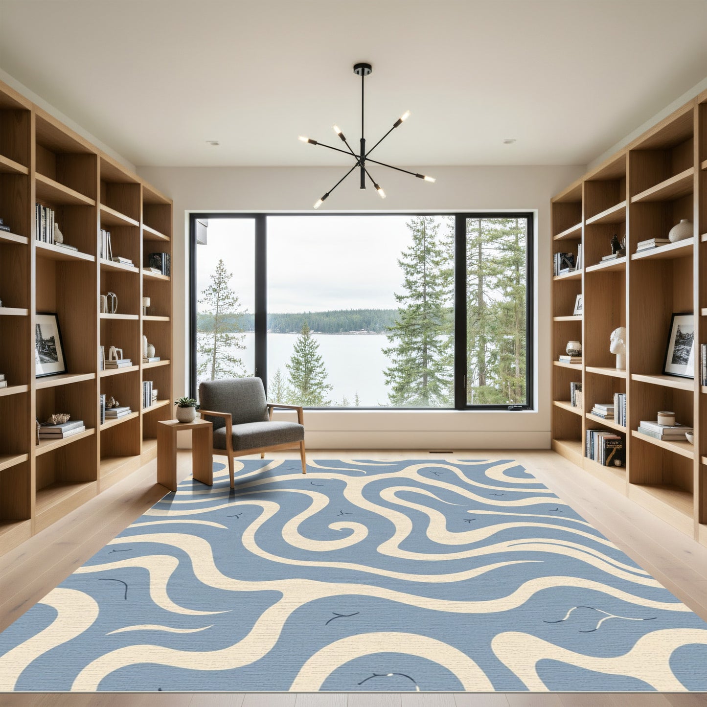 Abstract Serene Swirl Flow Rug