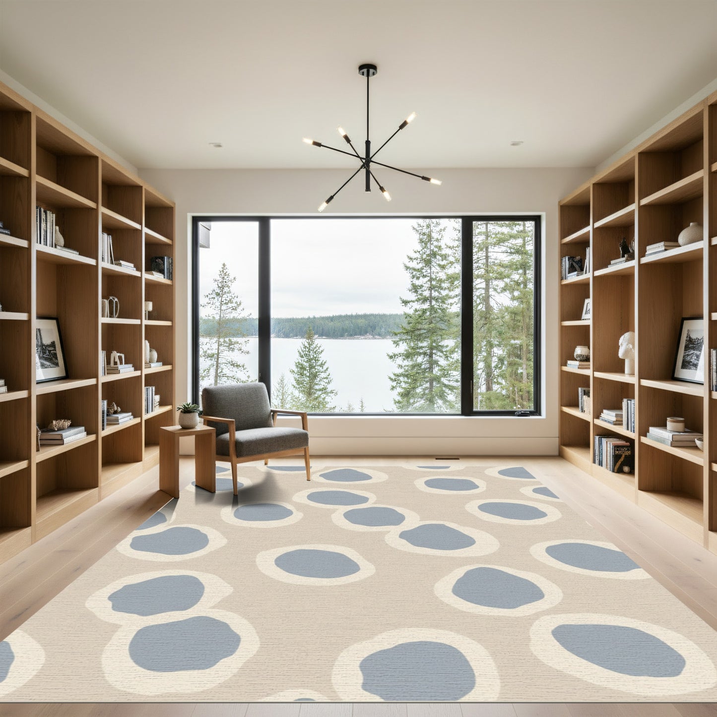 Neutral Abstract Circles Scatter Rug