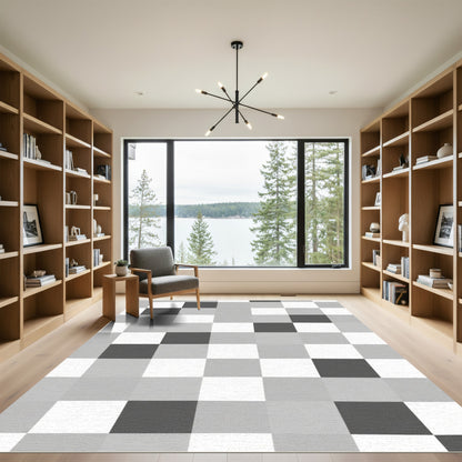 Monochrome Checkerboard Squares Harmony Rug