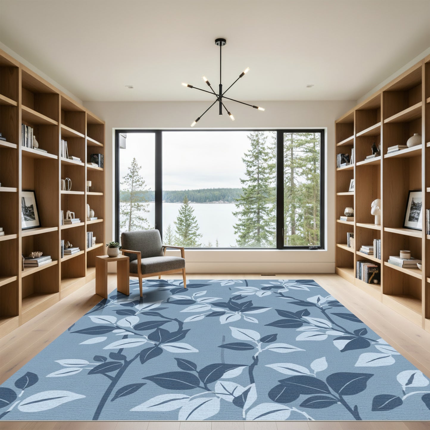 Denim Blue Branch Foliage Rug