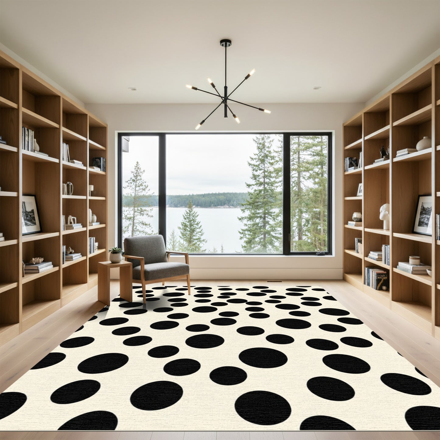 Cream Black Dot Scatter Rug