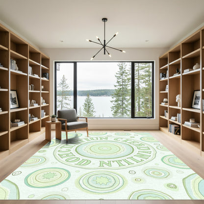 Celadon Concentric Circles Abstract Rug