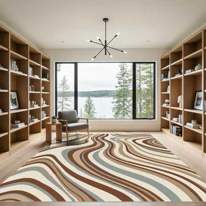 Earthy Tones Swirling Organic Waves Rug