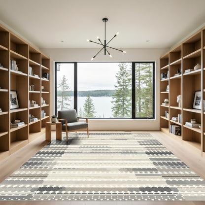 Neutral Tone Abstract Stripe Collage Rug
