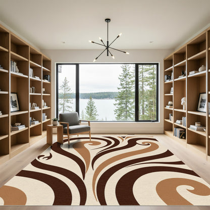 Chocolate Swirl Abstract Curving Lines Rug