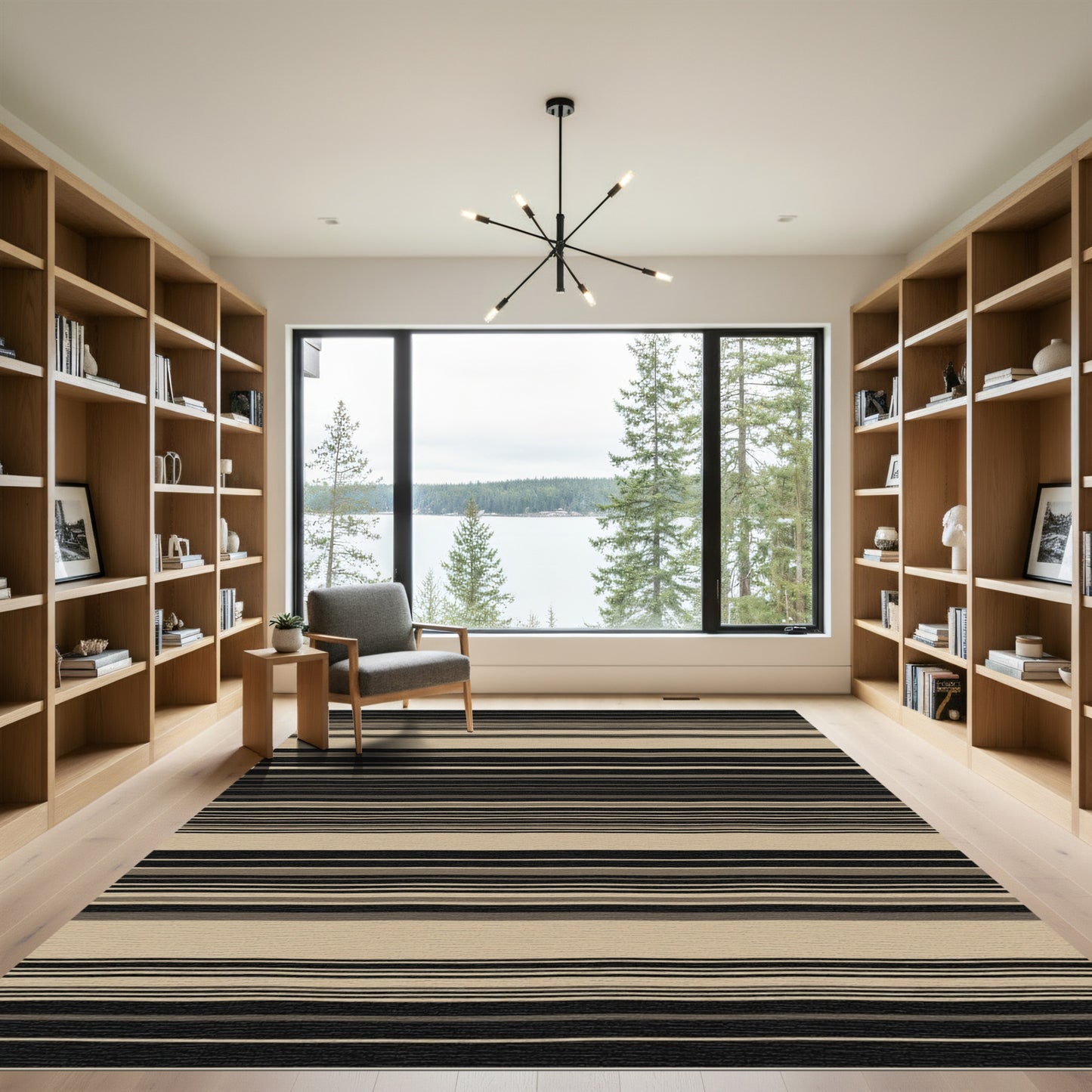 Modern Neutral Earthy Stripe Rug