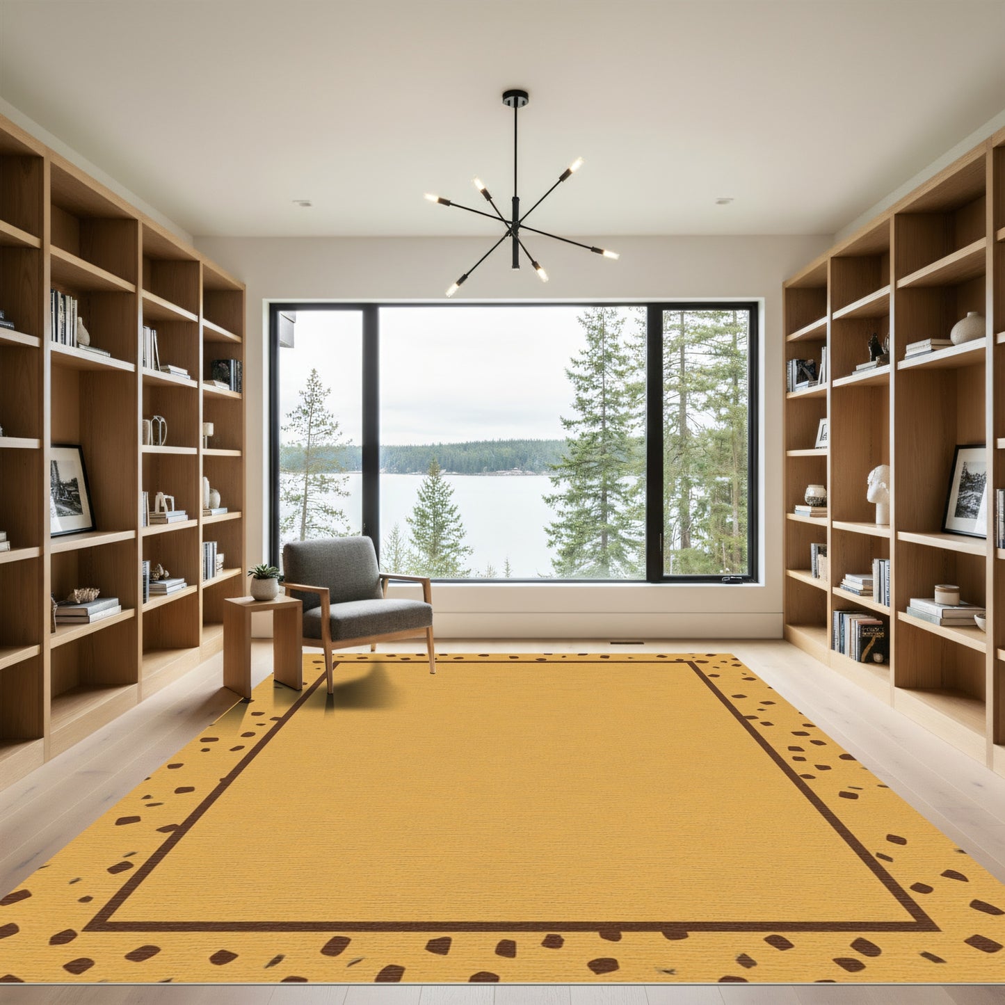 Desert Brown Scattered Spots Border Rug