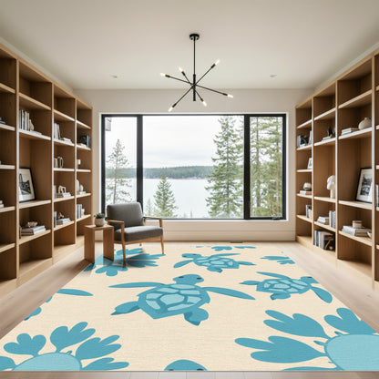 Aqua Turtle Sea Life Repeat Rug