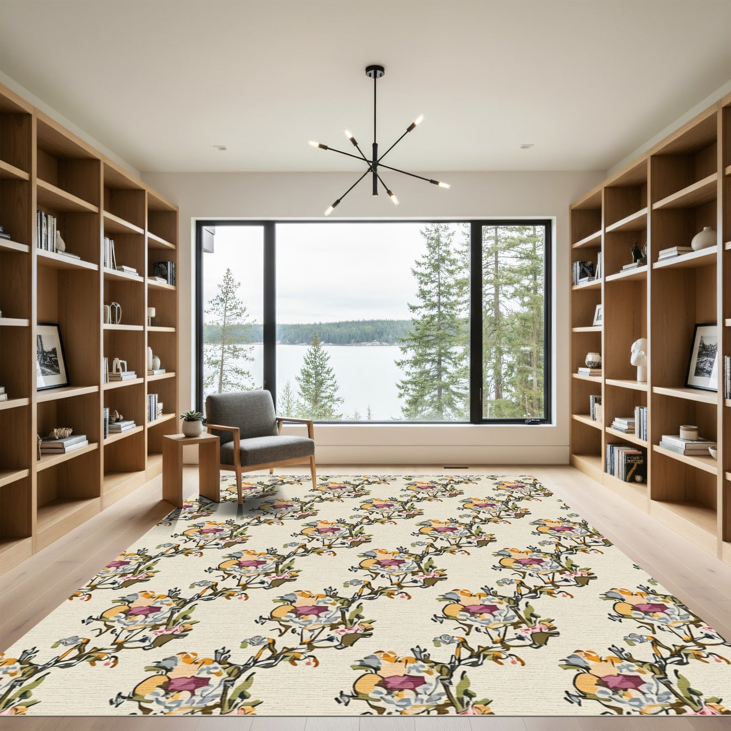 Abstract Floral BranchesCream Rug