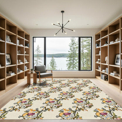 Abstract Floral BranchesCream Rug