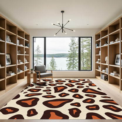 Brown Tan Abstract Spots Rug