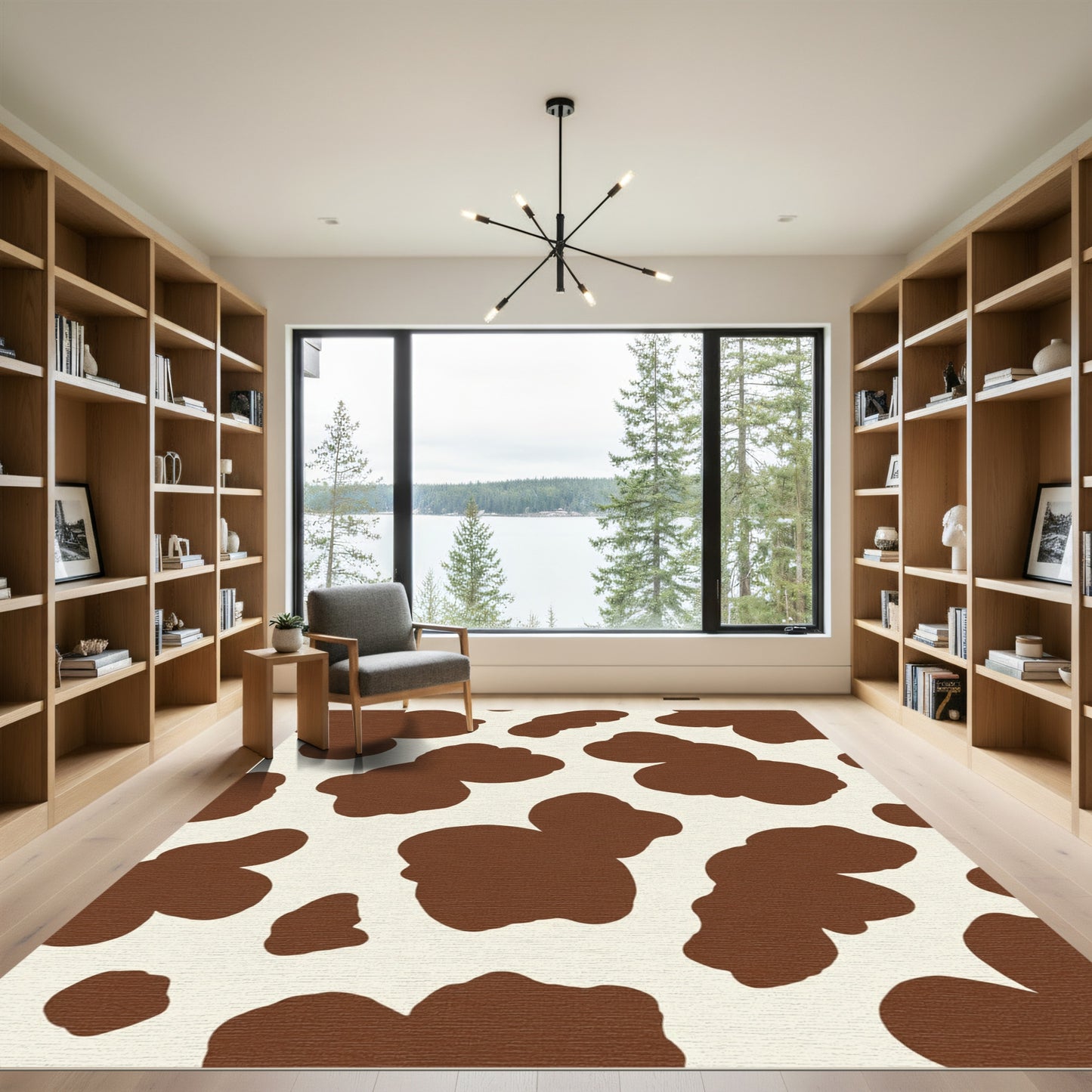 Brown White Cow Spots Rug