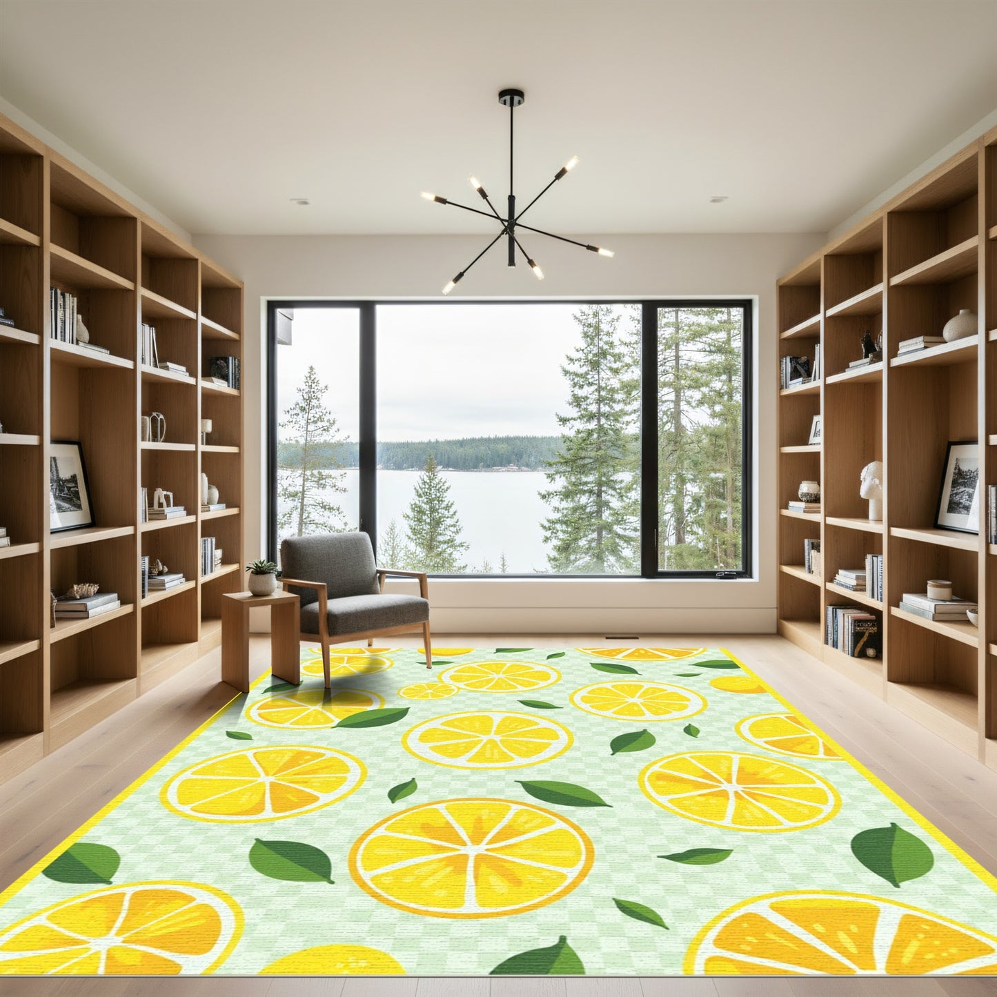 Yellow Citrus Slices Scatter Design Rug