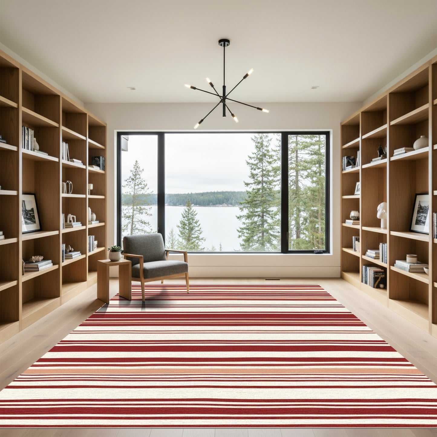 Bold Red Cream Striped Harmony Rug