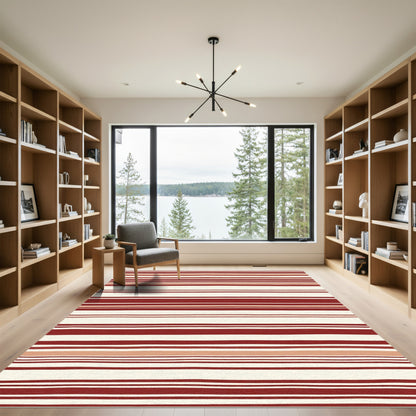 Bold Red Cream Striped Harmony Rug