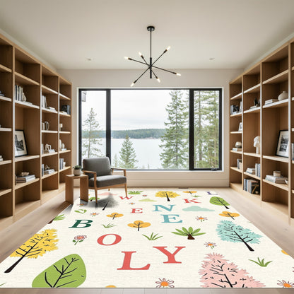 Whimsical Alphabet Garden Trees Rug