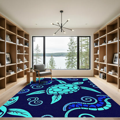 Aqua Turtle Ocean Swirls Rug