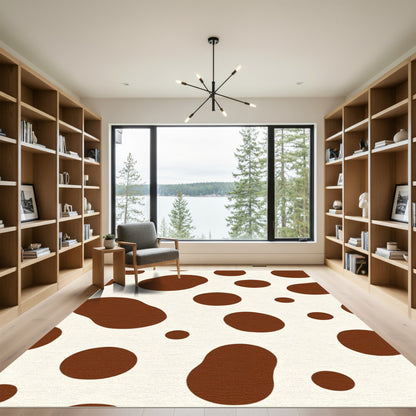 Brown Cream Blobs Spots Rug