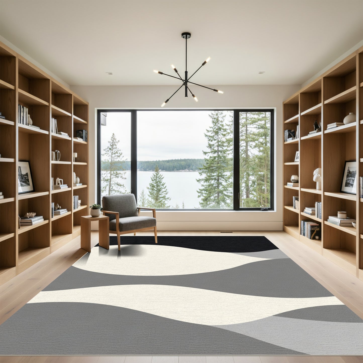 Monochromatic Wave Landscape Abstract Rug