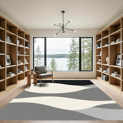 Monochromatic Wave Landscape Abstract Rug