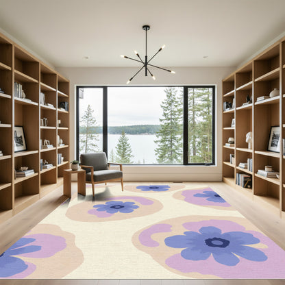 Purple Blue Floral Abstract Bloom Rug