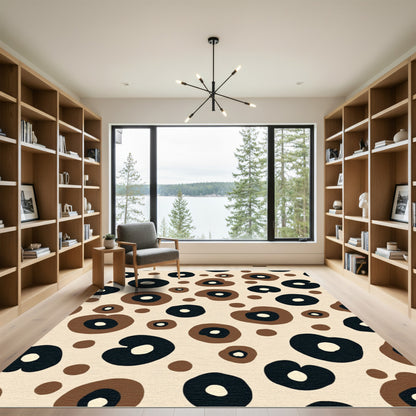 Brown Black White Spotted Organic Shapes Rug
