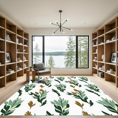 Botanical Branches Green Brown Repeat Rug