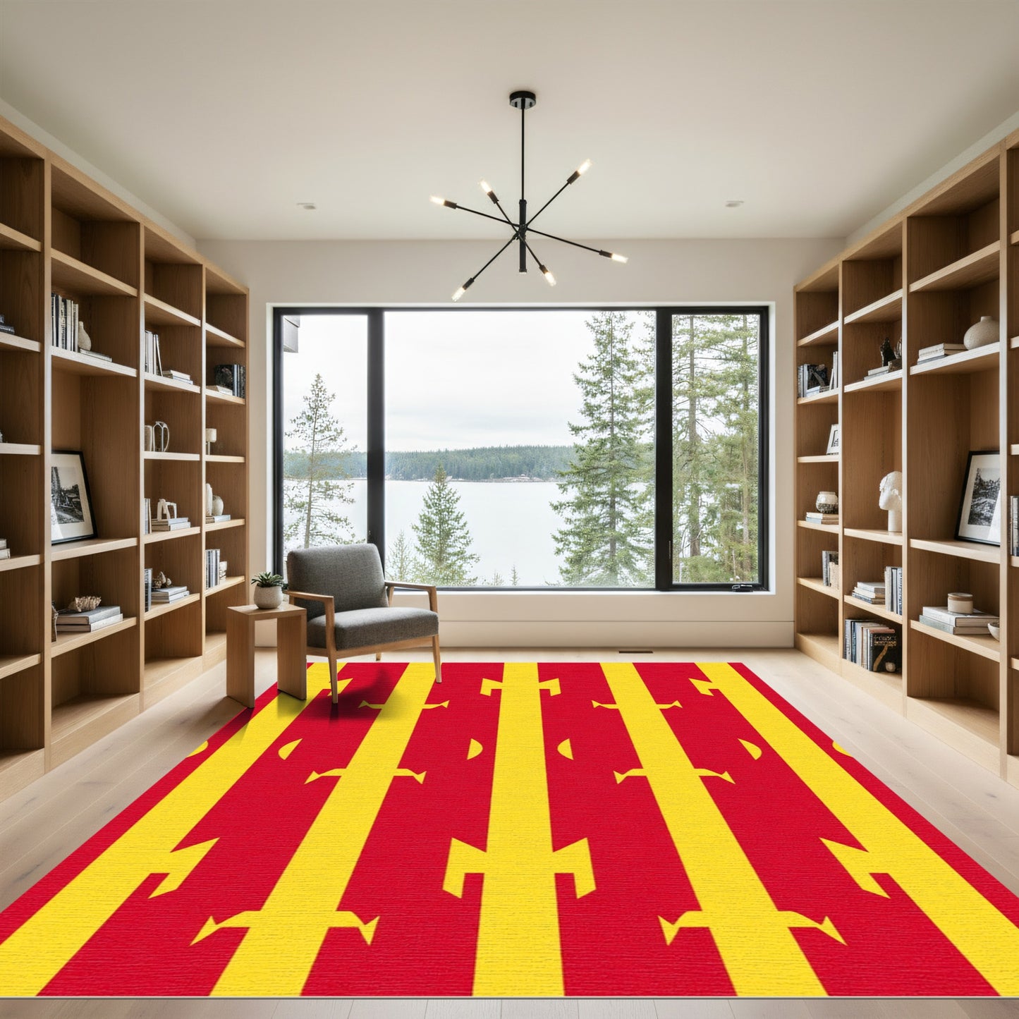 Bold Red Yellow Vertical Stripe Rug