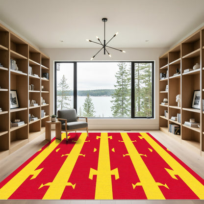 Bold Red Yellow Vertical Stripe Rug