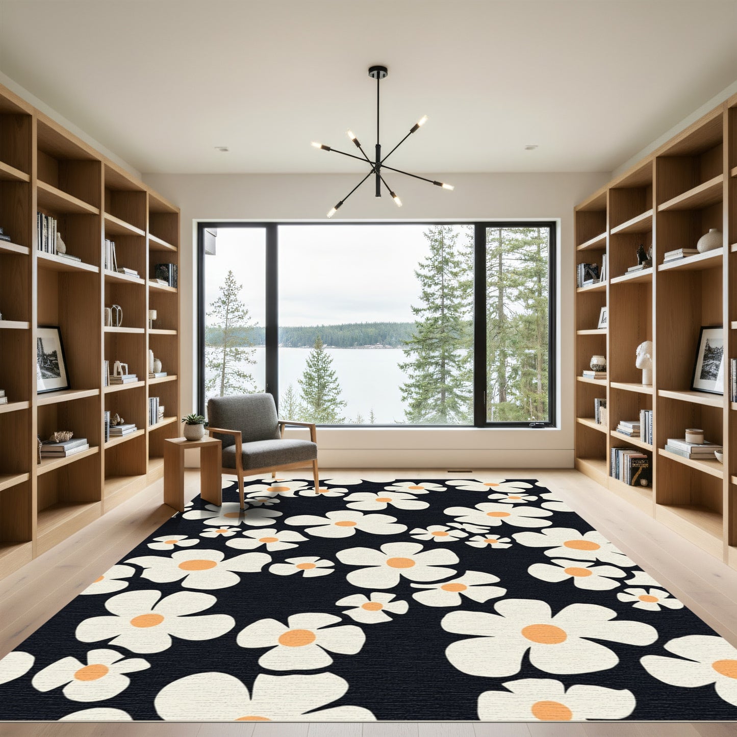 Retro Cream Daisy Scatter Rug
