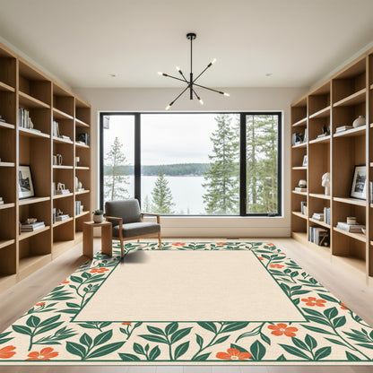 Vintage Orange Blossom Vine Border Rug