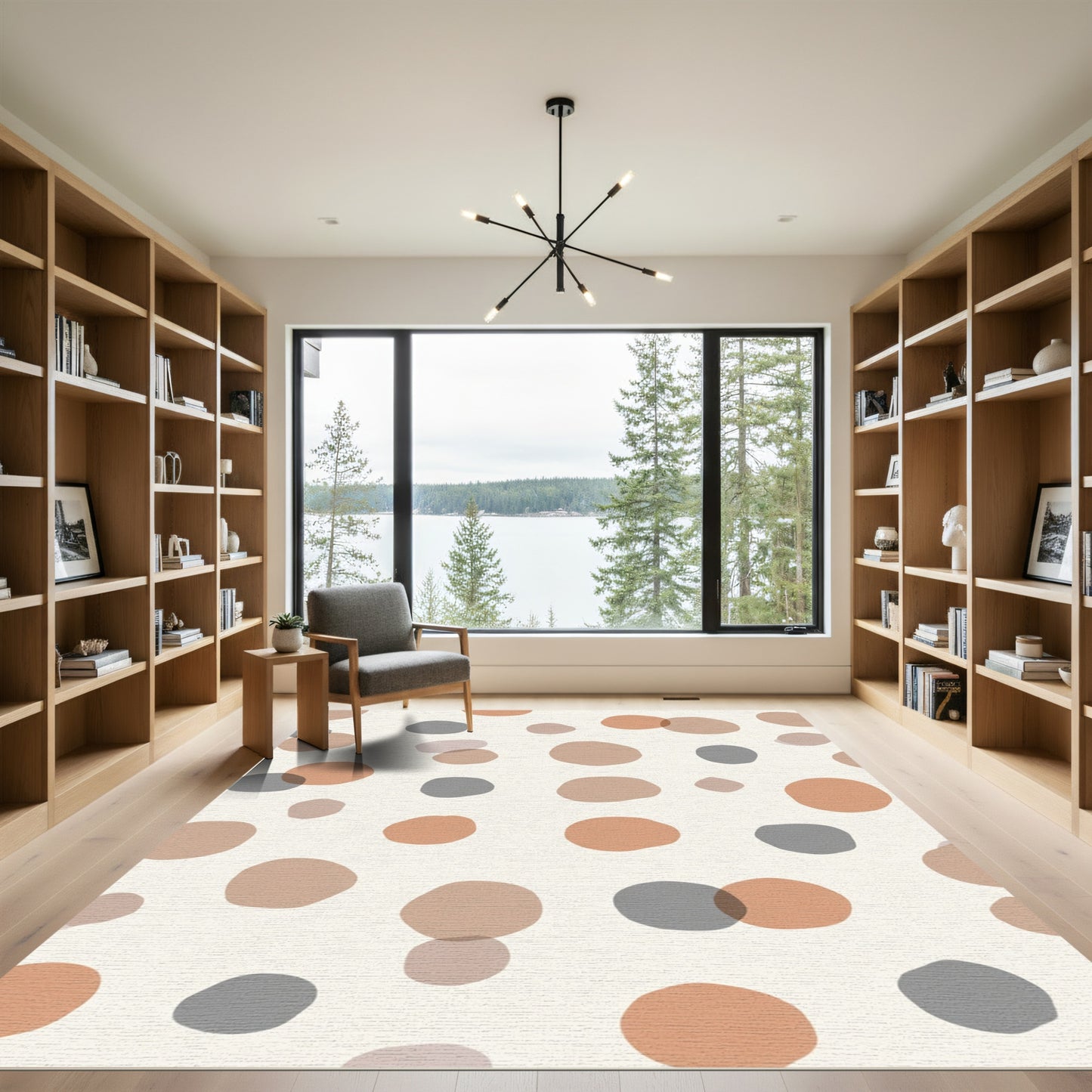 Abstract Earthy Tone Scattered Circles Rug