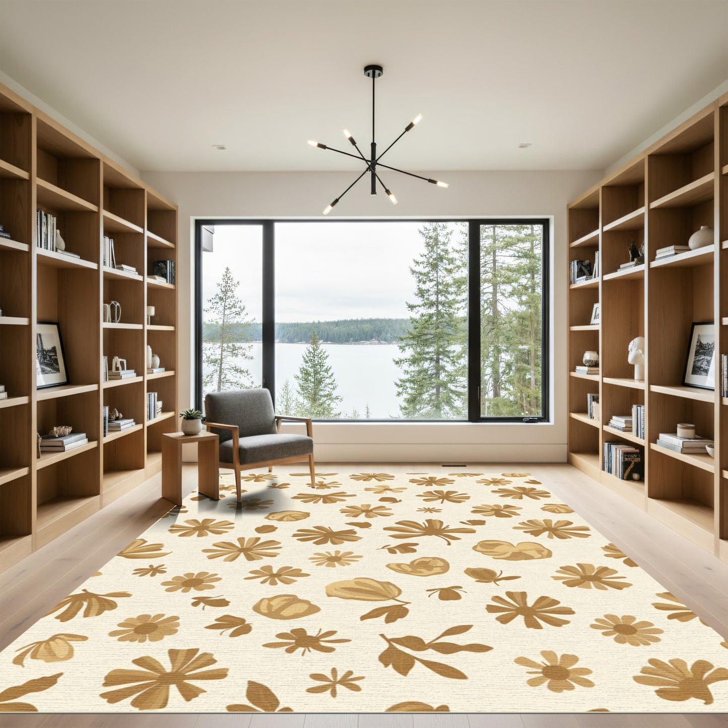 Golden Bloom Meadow Pattern Rug