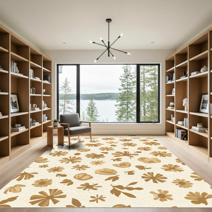 Golden Bloom Meadow Pattern Rug