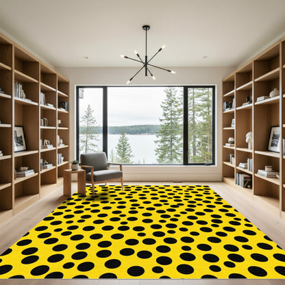 Sunny Yellow Black Polka Dot Scatter Rug