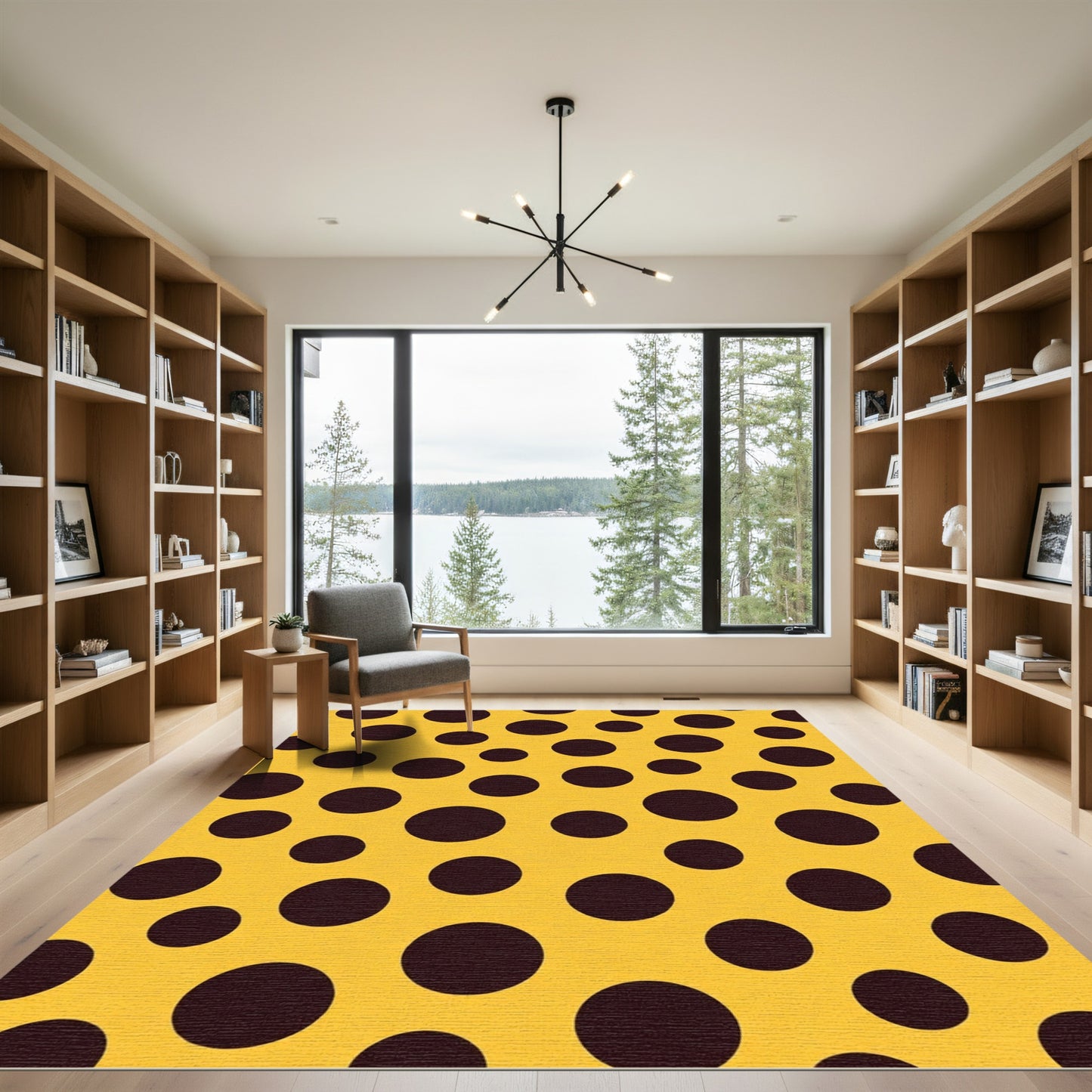 Yellow Brown Polka Dot Scatter Rug