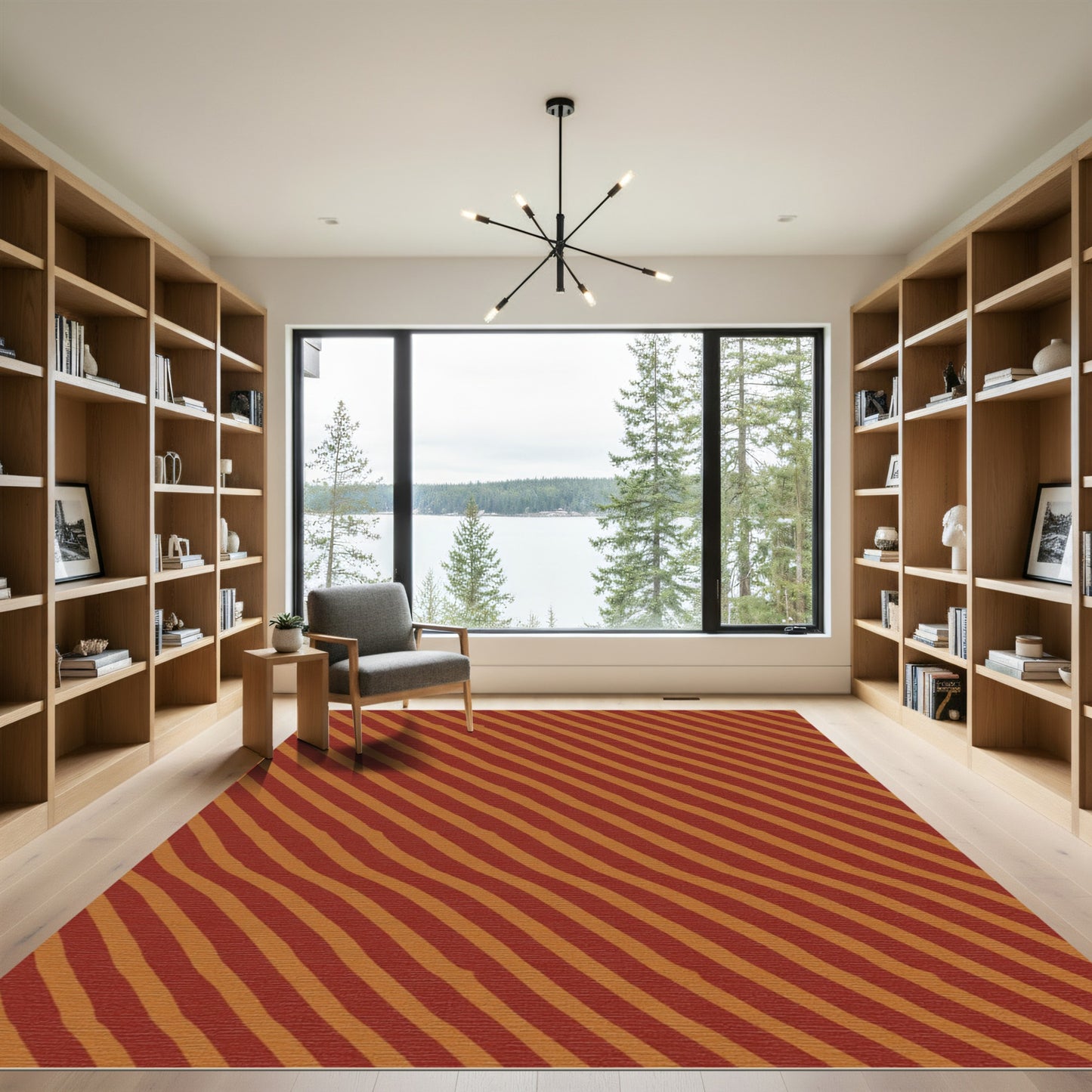 Terracotta And Copper Striped Rug
