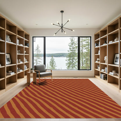 Terracotta And Copper Striped Rug