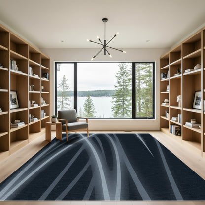Modern Navy Blue Intertwined Lines Rug