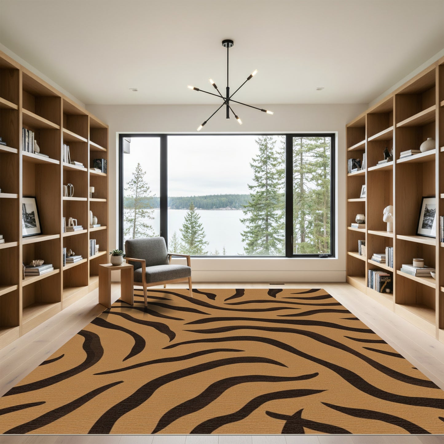 Warm Brown Tiger Stripe Texture Rug