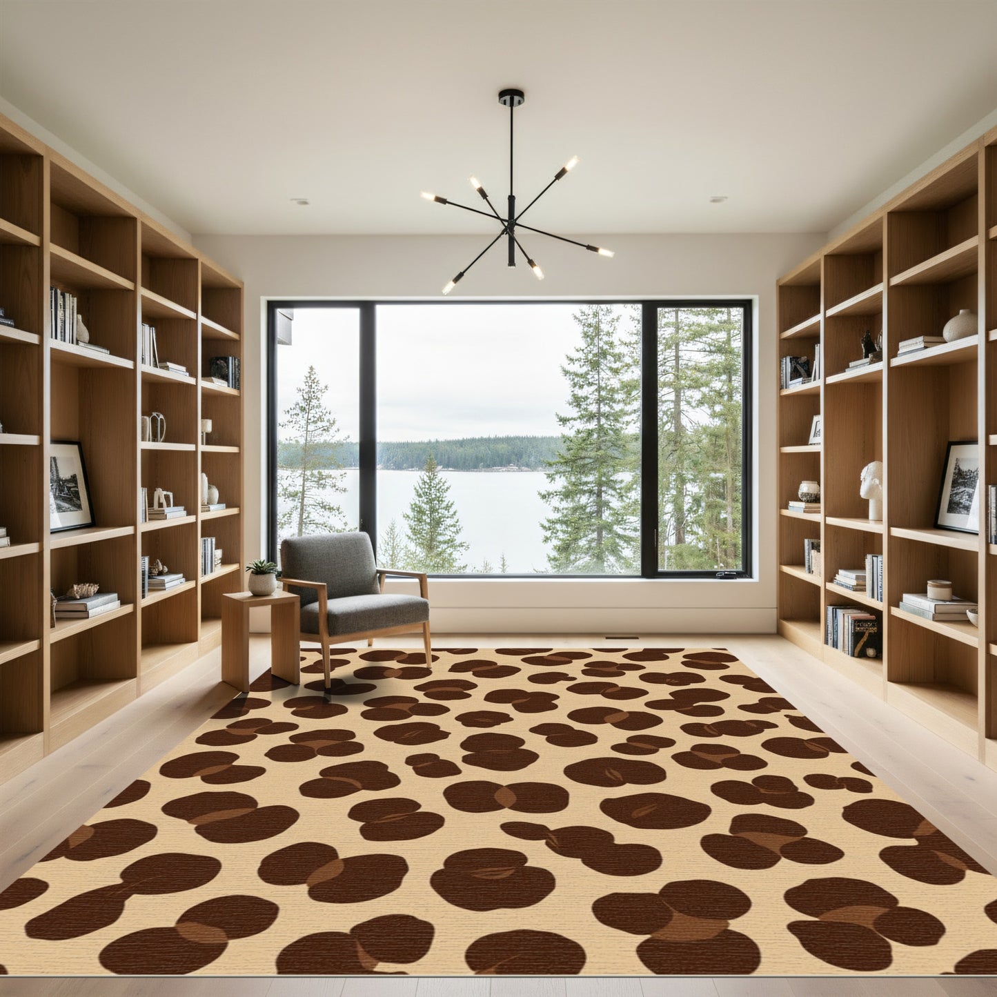 Brown Leopard Spot Textured Rug