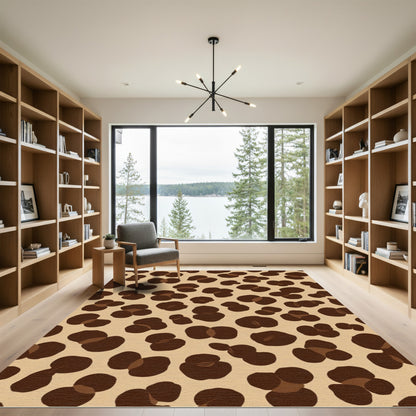 Brown Leopard Spot Textured Rug