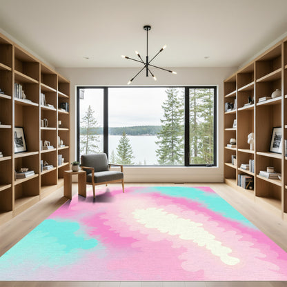 Pastel Pink Aqua Cloud Swirl Rug