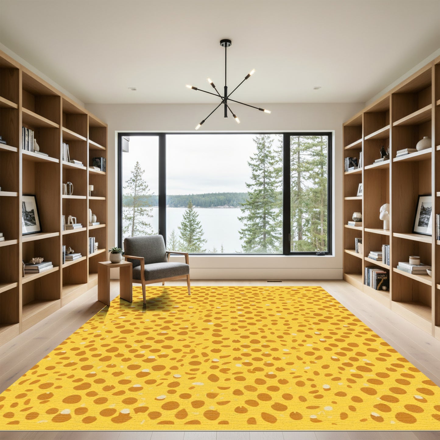 Sunny Yellow Polka Dotted Texture Rug