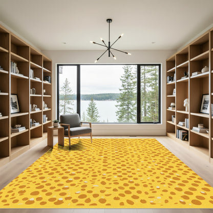 Sunny Yellow Polka Dotted Texture Rug