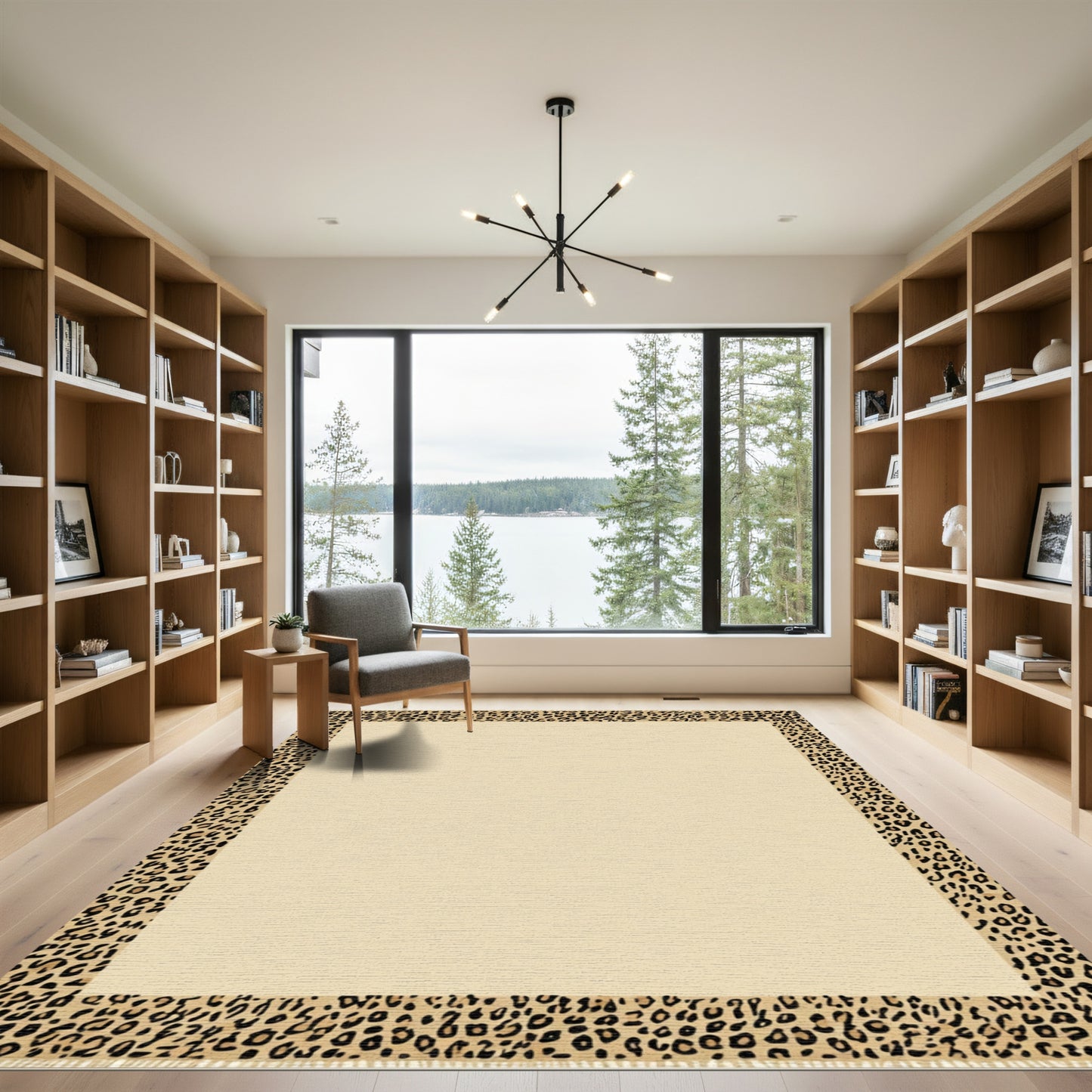 Brown Black Cheetah Border Rug